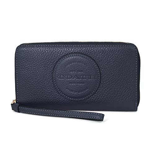美品 現行【COACH】ラウンドファスナー 長財布 レザー メタルロゴ ブラック コーチ COACH 財布 長財布 ラウンドファスナー （ブラック